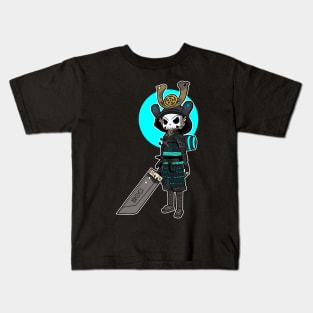 Bright Blue Skull Samurai Kids T-Shirt